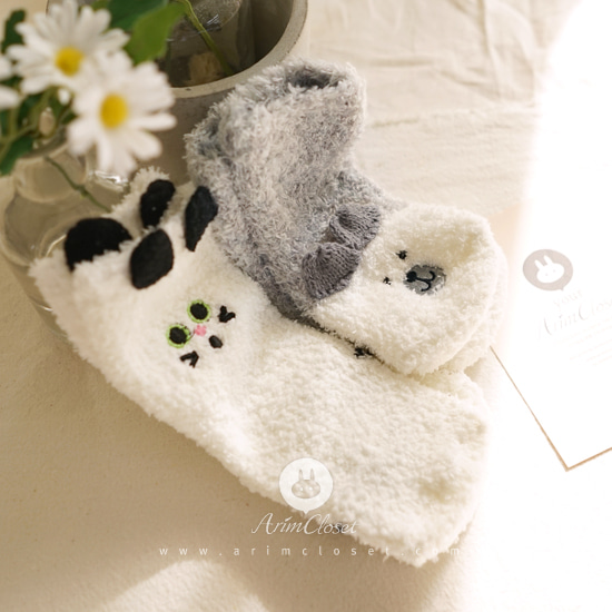 엄마랑 나랑 같은 양말 신고 짝짝꿍  - bear &amp; cat adult and baby winter socks