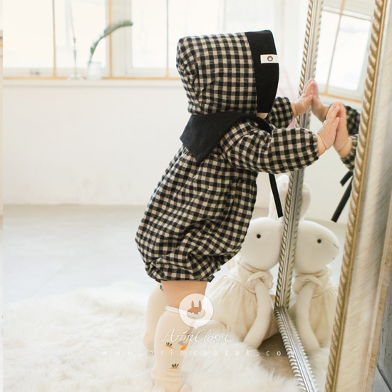 포근한 햇살이 아가를 사랑할 때 - black and beige 1oz winter baby sailor cotton bodysuit