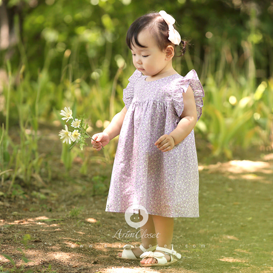 [2차제작] 까꿍, 꽃송이보다 우리 쪼꼬미가 더 귀욥지 -  baby pink &amp; violet baby flower cotton baby dress