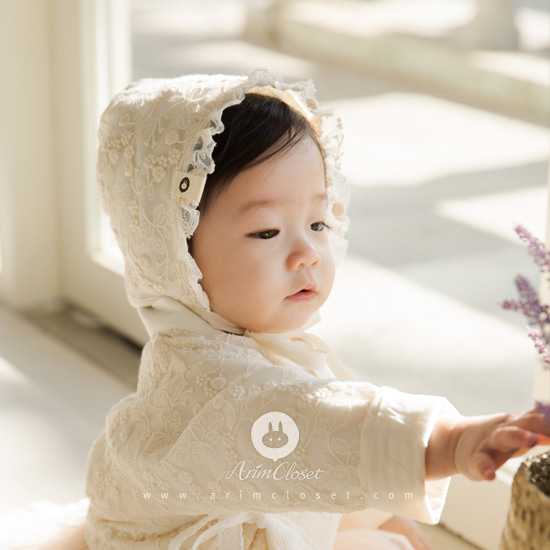 [2차제작] 우아함이 느껴지는 쪼꼬미의 보넷 - elegant 1oz flower lace cotton bonnet