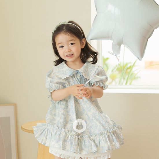 [6차제작중] 쪼꼬미 앨리스는 곧 토끼를 만날시간이라죠 &gt;.&lt; - so romantic blue print and lace point baby dress