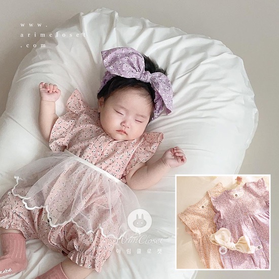 [2차제작] 까꿍, 꽃송이보다 우리 아가가 더 귀욥지 - baby pink &amp; violet baby flower all open cotton baby body suit