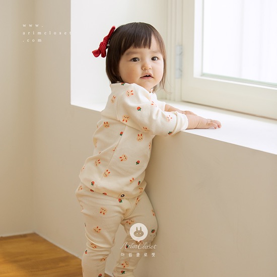 [스크래치] 쪼꼬미는 달라~귀염 실내복, 쪼꼬미가 좋은 아기 토끼 이야기 - cream bunny cotton baby homewear set
