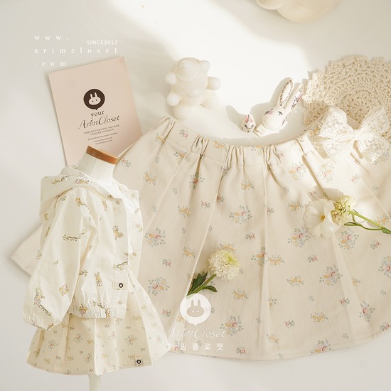 [new10%↓ 3.21 11am까지] 쪼꼬미의 어여쁜 오늘의 코디 &gt;.&lt; -  flower denim baby cotton skirt