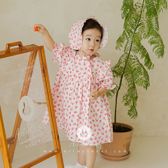 [5차제작] 쪼꼬만 복숭아 귀여운게 너랑 닮았지 - baby pink peach cotton baby dress