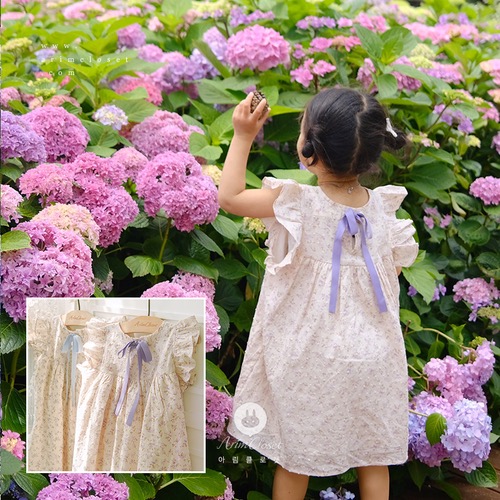 [2차제작] 쪼꼬미의 청순한 우아함에 햇살도 방긋~ - cute purple, blue flower and ribbon cotton baby summer dress