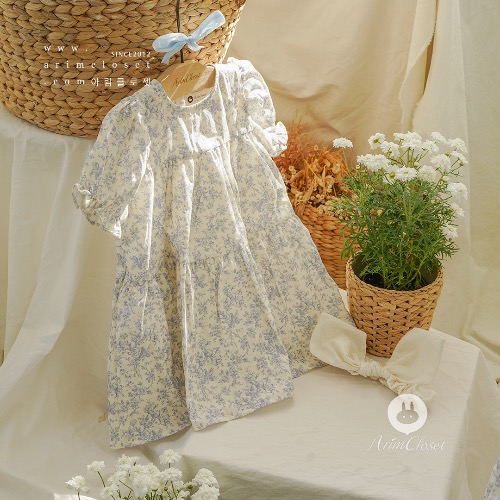 [new10%↓ 5.22 11am까지] 라일락 꽃향기에 행복한 여름날이라죠 :) - lovely blue flower cancan summer baby dress