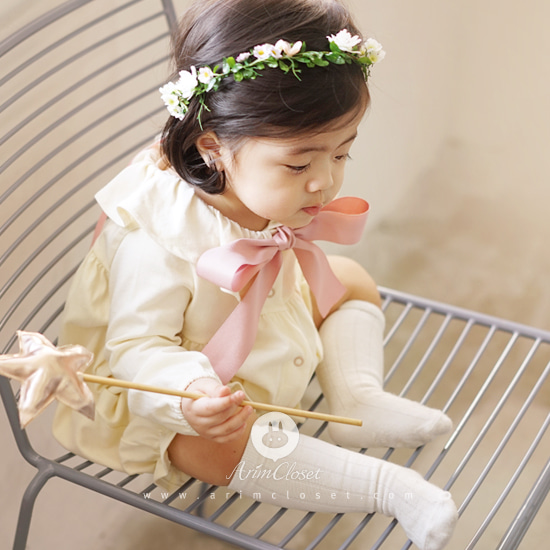 [8차제작] 우유없인 못살아 &gt;.&lt; , 베베이야기 - milk big ribbon shirring cotton baby bodysuit