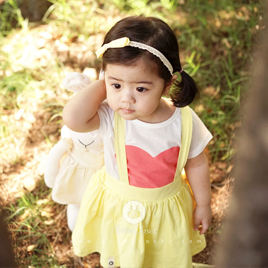 [Scratch_sale] 너가 귀여워서 어쩔 수 없어 &gt;.&lt; - cute yellow baby overalls cotton skirt