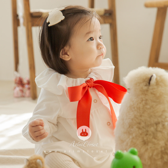 [3차제작] 우유없인 못살아 &gt;.&lt; , 베베이야기 - white + red ribbon &amp; yellow + pink ribbon milk cotton baby bodysuit