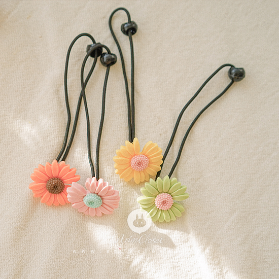 쪼꼬미 머리 위에 꽃이 퐁~ - yellow, orange, pink, green cute flower chouchou (2ea 1set)