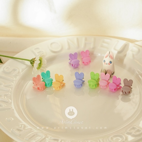 [4차입고] 작고 귀연 토끼로 앞머리 콩~, mini pastel -  pastel mini bunny pin (4ea 1set)