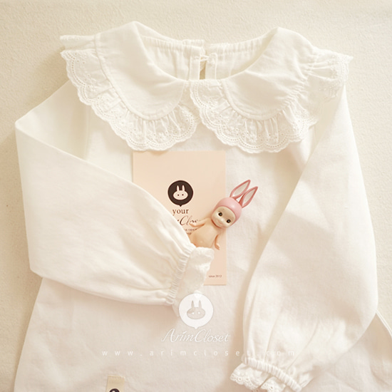 [13차제작] 쪼꼬미 마음, 오늘은 살랑살랑 :) - lovely lace baby cotton pure blouse