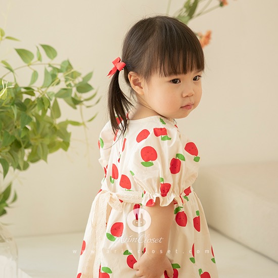 [3차제작중] 빨간 사과를 좋아하는 뽀야니한 쪼꼬미라죠 - red apple lace point baby cotton dress