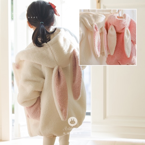 [2차제작] 겨울에도 따스한 몽실몽실 아기 토끼 - 4oz pink or ivory bunny fleece fur baby coat