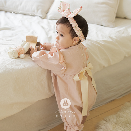 [4차제작] 우리 아가는 꼭 달콤말랑한 마시멜로우 같아 &gt;.&lt; - big ribbon lovely light pink baby cotton bodysuit