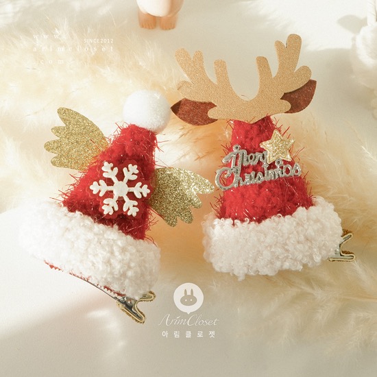 [2차입고] 꼬마 산타가 주는 귀여운 선물이죠 - christmas mini santa hat cute hair pin (1ea)