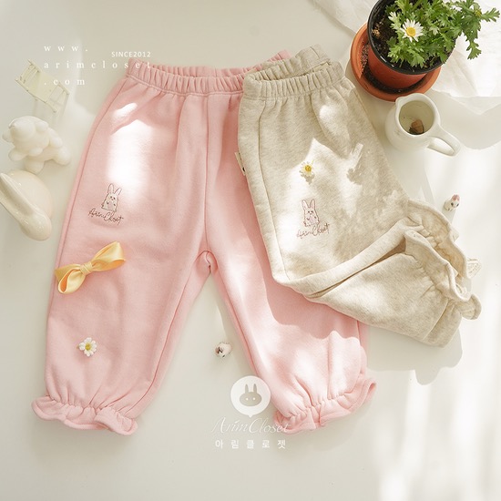[new10%↓ 3.28 11am까지] 귀여운 작은 토끼가 쪼꼬미를 닮았죠 :) - pink, oatmeal rabbit cute frill pants