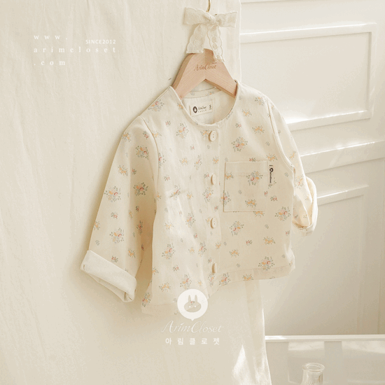 [new10%↓ 3.21 11am까지] 쪼꼬미의 어여쁜 오늘의 코디_자켓 - flower denim baby cotton jaket