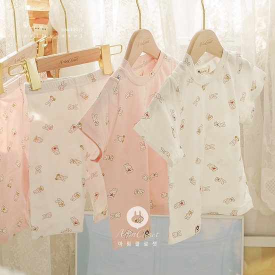 [2차제작] 귀여운 토끼친구들이랑 보내는 여름, 실내복 set - baby bunny 2color summer homewear set