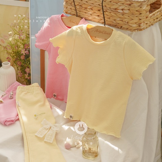 [Scratch_sale]귀여운 쪼꼬미의 깜찍한 티라구요 - pink, yellow cute  baby daily frill T