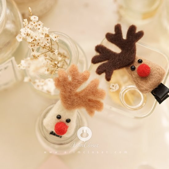 [3차제작]크리스마스에 함께하고픈 루돌프 - white &amp; brown rudolph baby pin