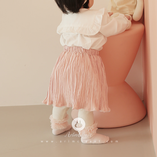 살랑살랑 따스한 바람, 봄날의 쪼꼬미 - lovely pink pleats baby skirt (couple item with adult)