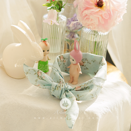 햇살 어여쁜 여름날에 팅커벨이랑~ - lovely light blue pink flower cotton baby scarf (45x45)