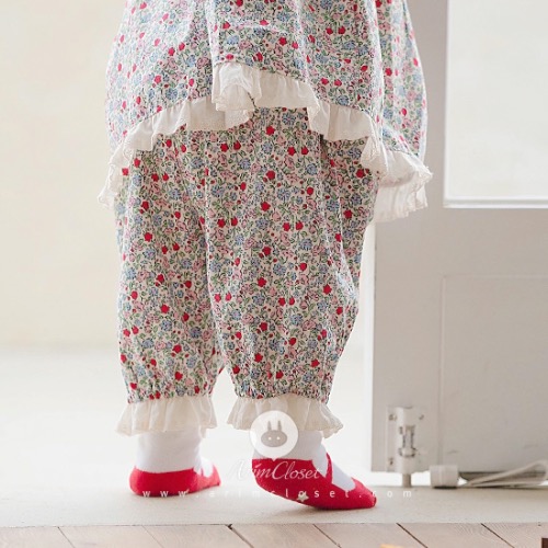[2차제작] 어여쁜 꽃들로 만든 쪼꼬미의 귀염 뽀짝한 바지래요 :) - red, pink, blue flower lace point cotton cute baby pants